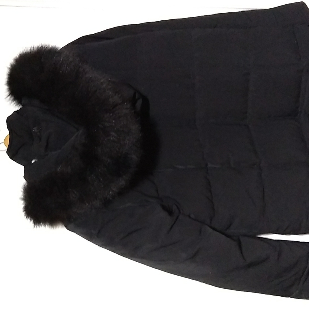 Anne Klein Waterfowl Feather Down Puffer Coat Opt.Fox Fur Trim Hood -LIKE NEW - Picture 11 of 12